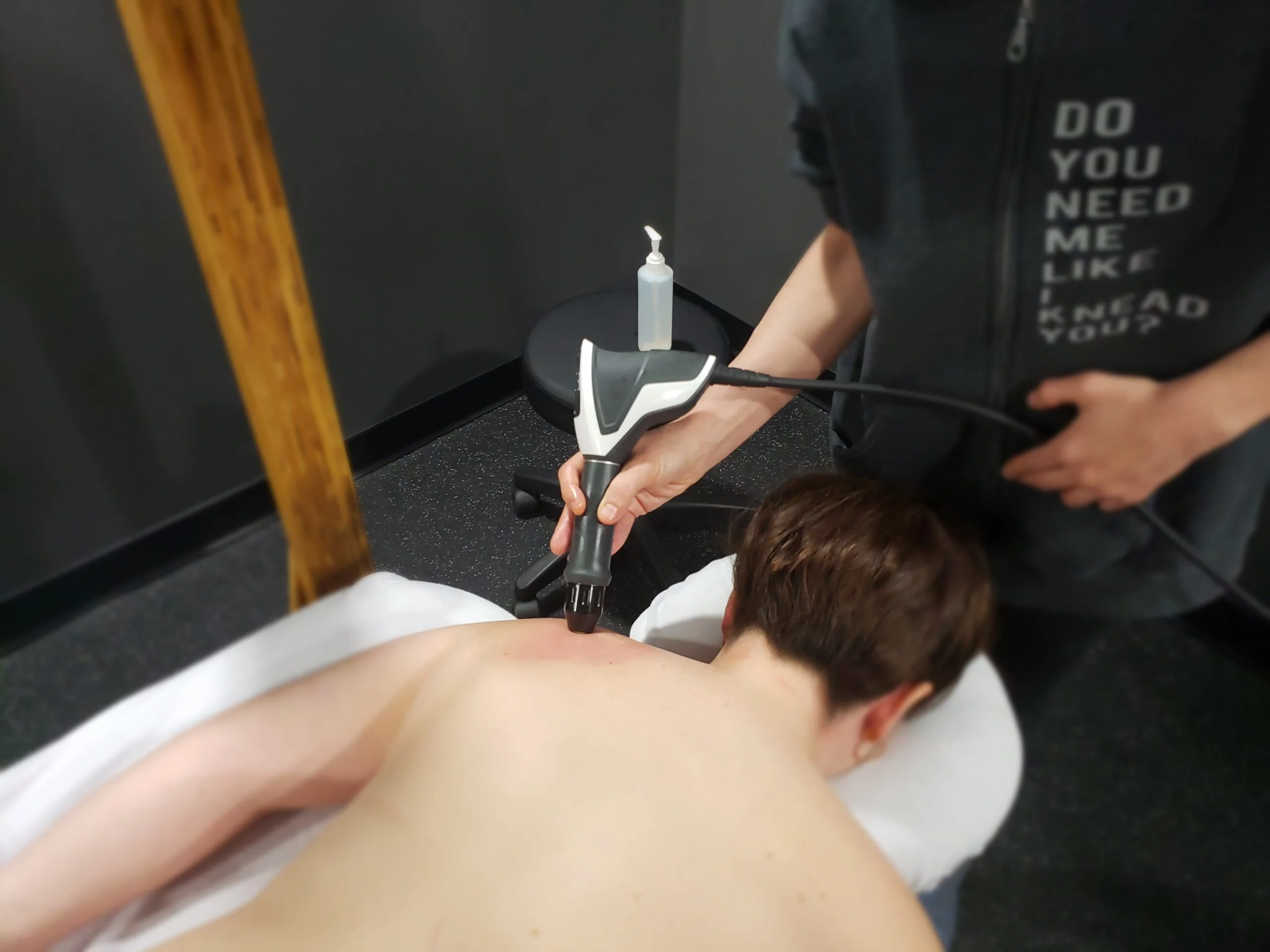 Shockwave therapy treatment at Athlete's Choice Massage Edmonton